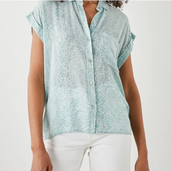 Womens Rails Whitney Shirt Size Large Mint Boa - Picture 2 of 14